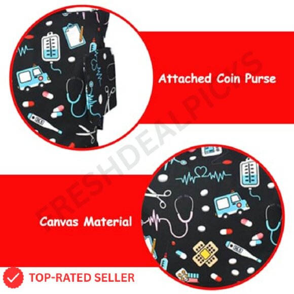 Medium Canvas Tote Bag Zipper Top Closure Attached Coin Purse Practical - Picture 4 of 8